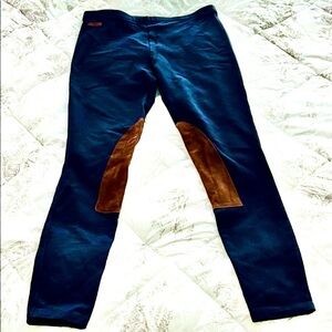 Polo by Ralph Lauren SOFT Navy leggings with Brown Suede SZ Small